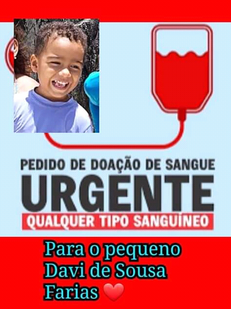 Itabuna: Família faz campanha para doação de sangue em prol do pequeno Davi, de apenas 4 anos