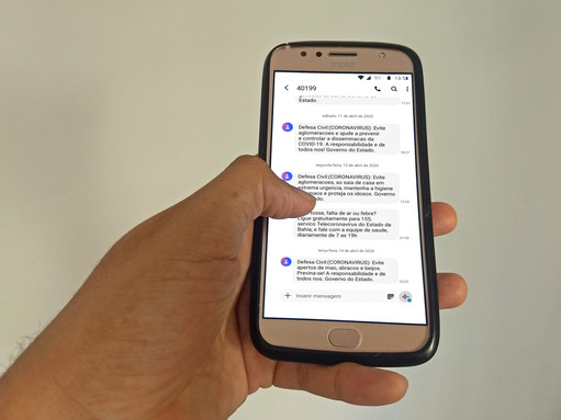 Defesa Civil do Estado emite alertas por SMS sobre Covid-19