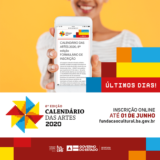 Inscrições para a 8ª edição do edital Calendário das Artes vão até segunda-feira (1º) no site da Funceb