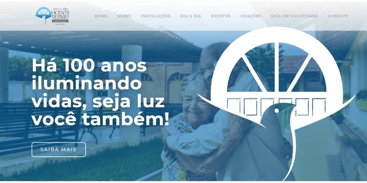 Abrigo São Vicente de Paulo convida internautas a visitar website lançado pela instituição