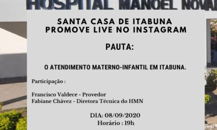 Santa Casa abordará o atendimento materno-infantil em Itabuna em sua primeira live no Instagram