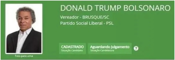 Candidato a vereador do PSL registra “Donald Trump Bolsonaro” como nome nas urnas
