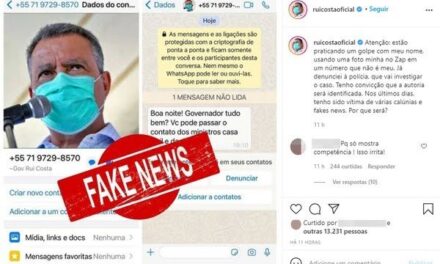 Criminosos utilizam foto e nome de Rui Costa em golpe pelo WhatsApp; governador denuncia caso à polícia