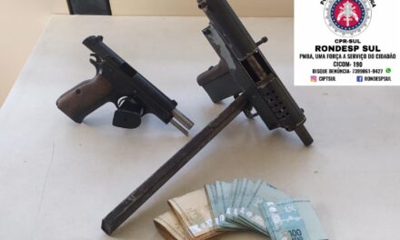 Acusado de tráfico é preso com submetralhadora, pistola e R$ 8 mil em Itabuna