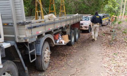 Operação da PRF e PM recupera caminhão roubado e caminhonete adulterada