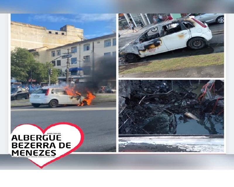 Carro do Albergue Bezerra de Menezes pega fogo e instituição cria vaquinha para comprar um novo veículo