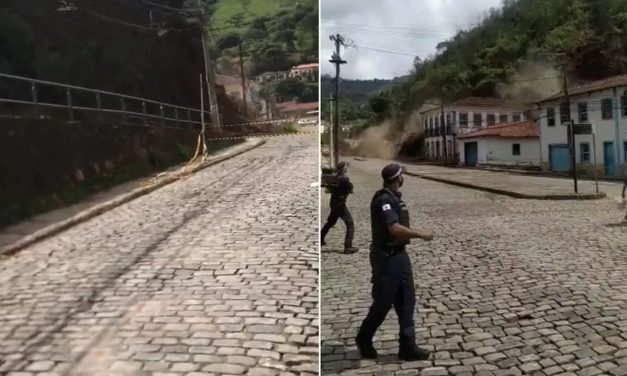 Vídeo aéreo mostra como o deslizamento de terra destruiu o casarão em Ouro Preto