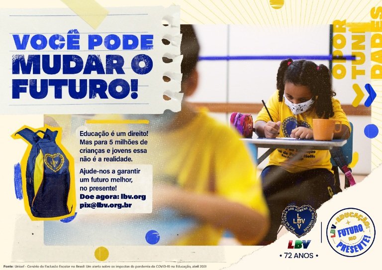 LBV investe em ações de apoio à educação de crianças e jovens em situação de vulnerabilidade social