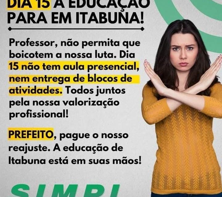 Professores municipais ameaçam cruzar os braços no próximo dia 15; classe cobra reajuste salarial