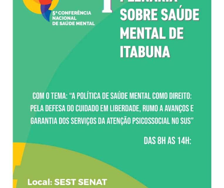 1º Plenária de Saúde Mental será realizada pela Secretaria de Saúde e Conselho Municipal em Itabuna