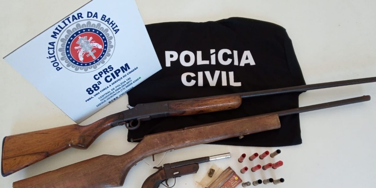 Caravelas: Polícia apreende armas, munição e maconha em casa de investigado por tráfico