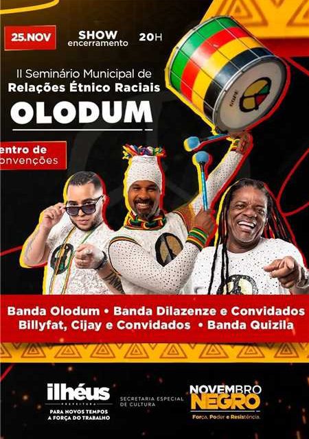 Ilhéus terá show gratuito da Banda Olodum na próxima sexta; evento integra ações do Novembro Negro