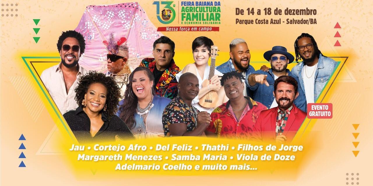 Cortejo Afro e o cantor Jau abrem a programação musical da 13ª Feira Baiana da Agricultura Familiar