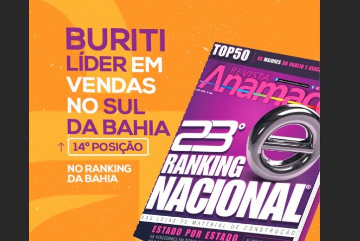 Lojas Buriti é destaque no Ranking de Lojas de Materiais para Construção, Anamaco