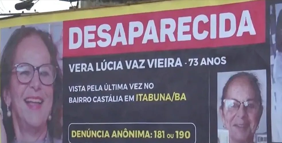 Caso Vera Lúcia: família espalha outdoors com fotos de idosa desaparecida em Itabuna e em cidades vizinhas