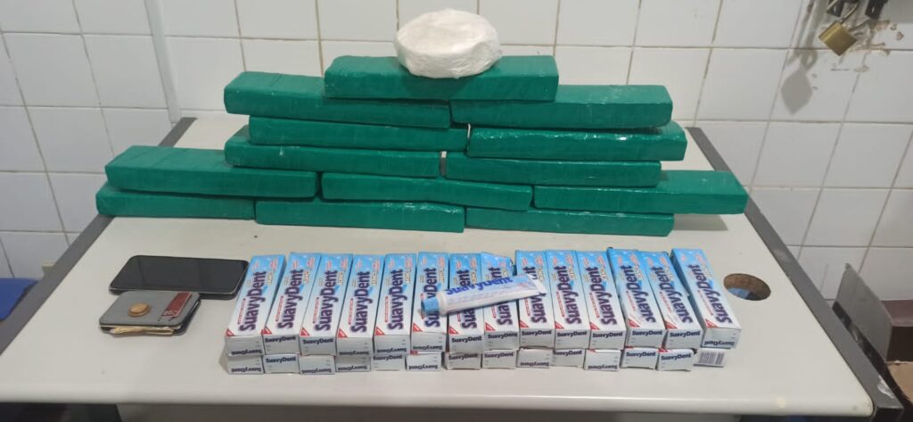 Cão farejador encontra pastas de dente recheadas com cocaína dentro de ônibus